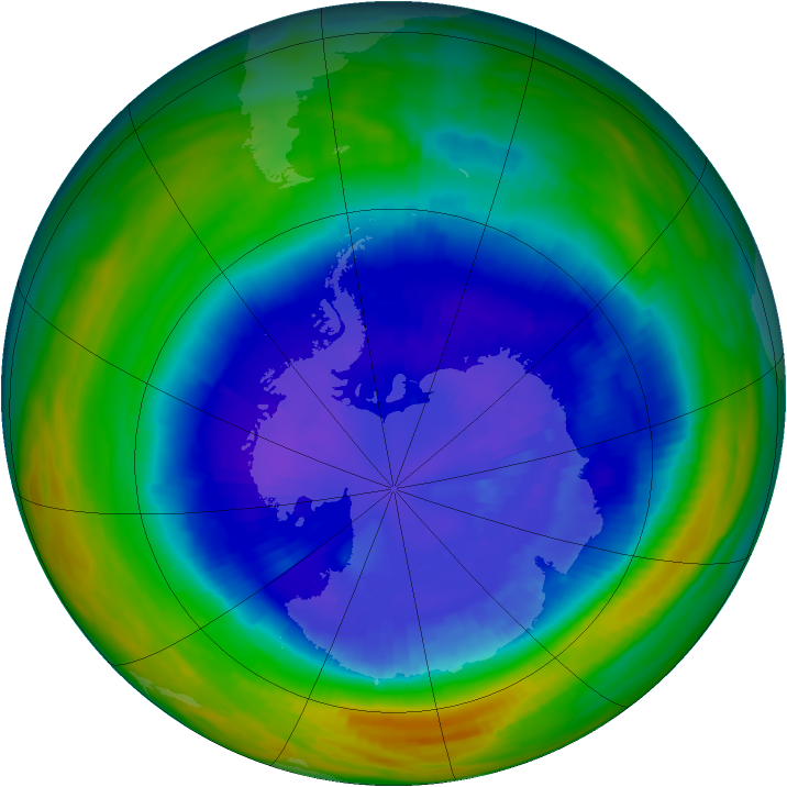 Antarctic ozone map for 13 September 1992